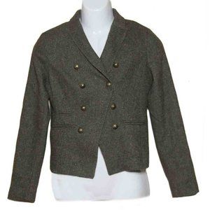 Banana Republic Tweed Jacket Brown Olive Green Wool Blend Women's Size 6